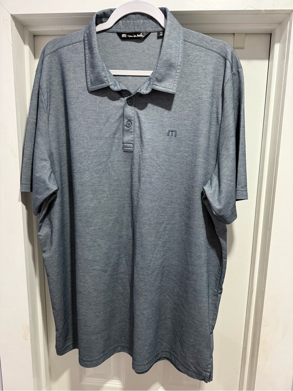 TravisMathew Men’s XXL Blue Gray Pima Cotton Blend Golf Polo Shirt